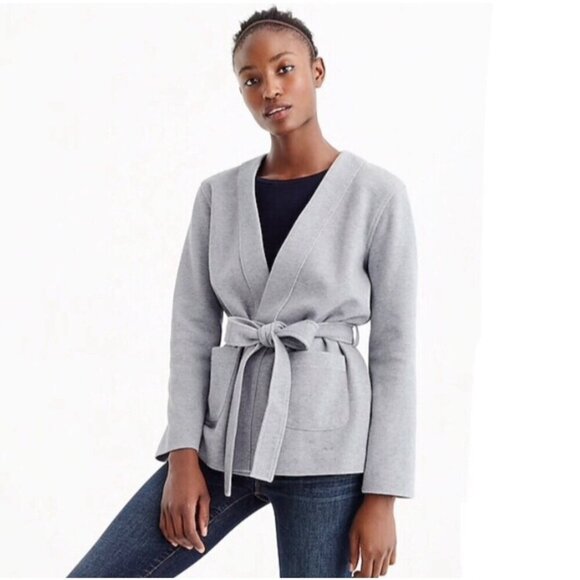 NEW! J. Crew Belted Sweatshirt Blazer Jacket Gray Style H0715 SZ S - Picture 1 of 10